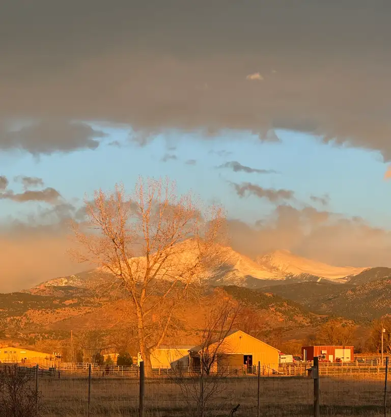 View of Longs Peak from the Bloom & Brisket family farm